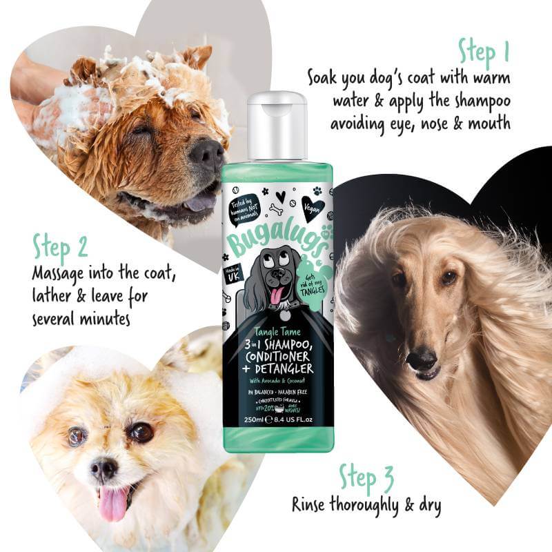 Bugalugs 3in1 Tangle Tame Shampoo, Conditioner & Detangler with Avocado & Coconut) 250ml