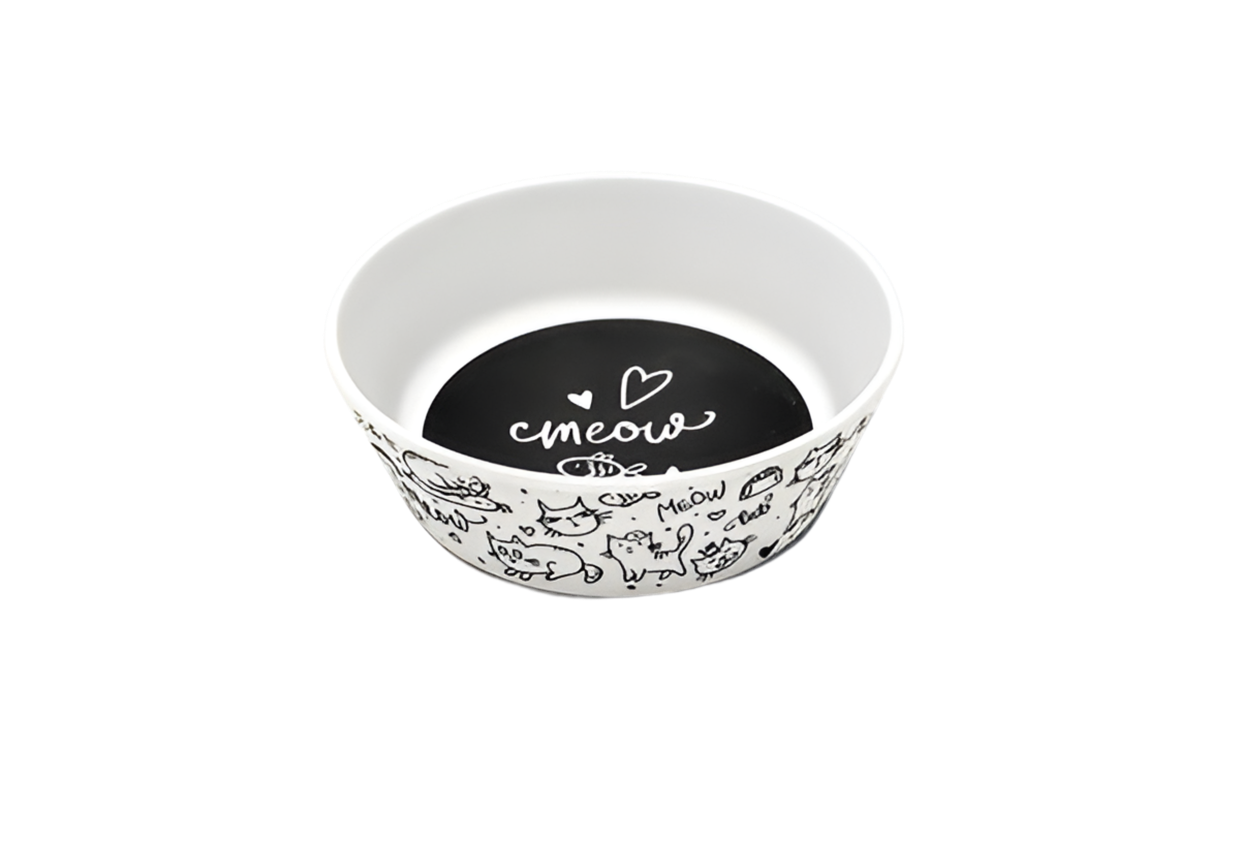 Tarhong Black & White Meow Small Bowl 1.5 cups