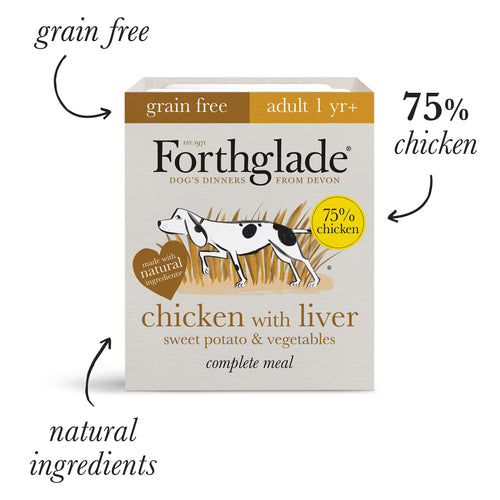 Forthglade Complete Grain Free Multi Case Chicken & Chicken with Liver 12x395g