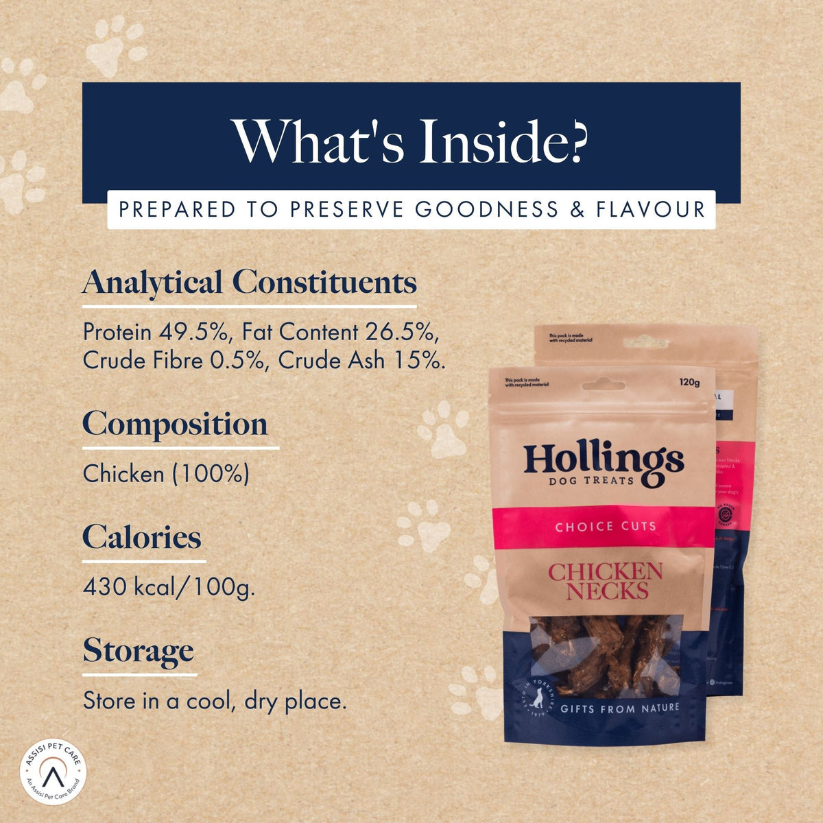 Hollings 100% Natural Chicken Necks 120g