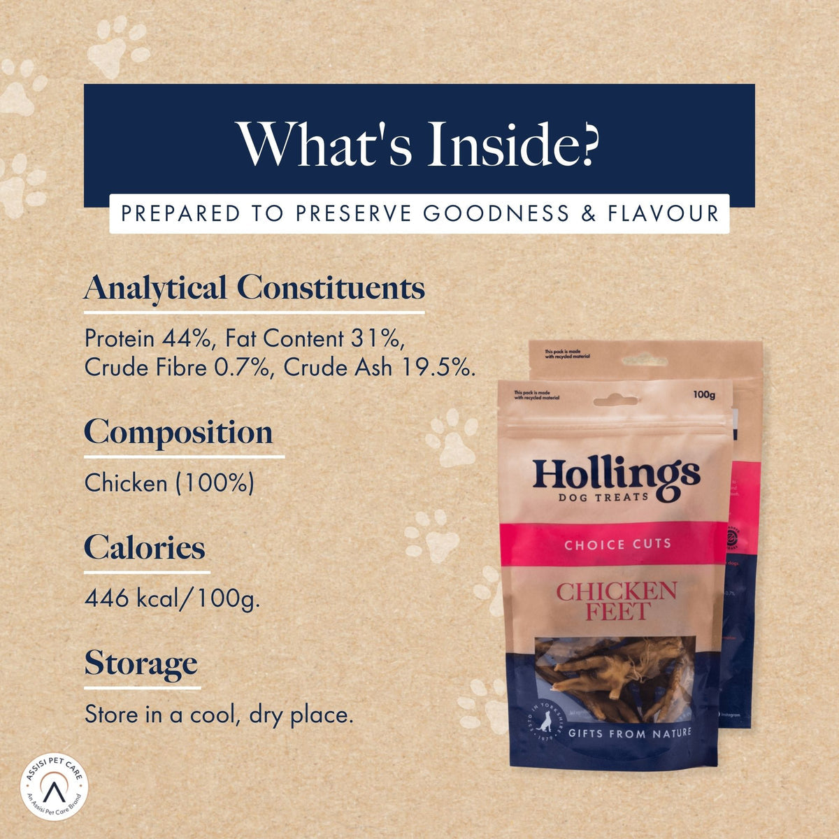Hollings 100% Natural Chicken Feet 100g