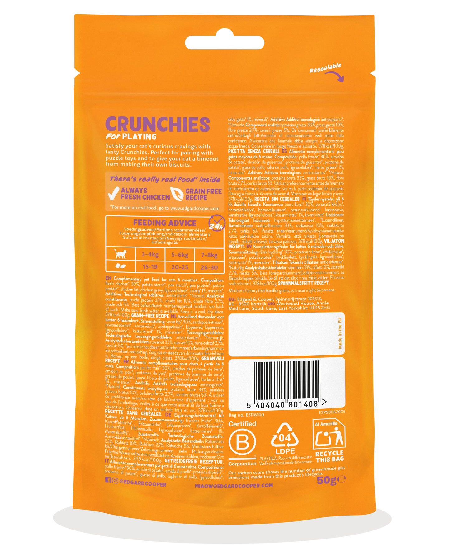 Edgard & Cooper Cat Crunchies Chicken Flavour 50g