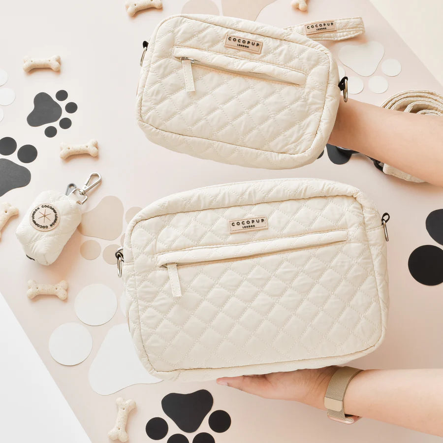 Large Dog Walking Bag - Cream Quilted