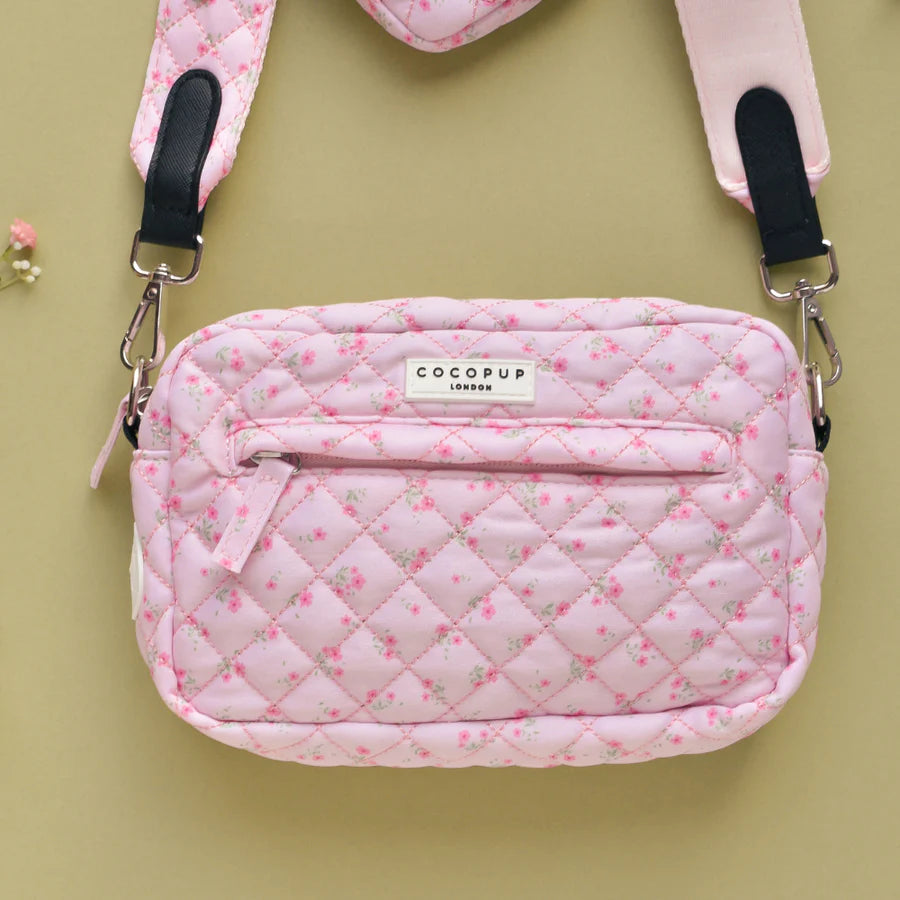 Dog Walking Bag - Quilted Ditsy Floral Pink