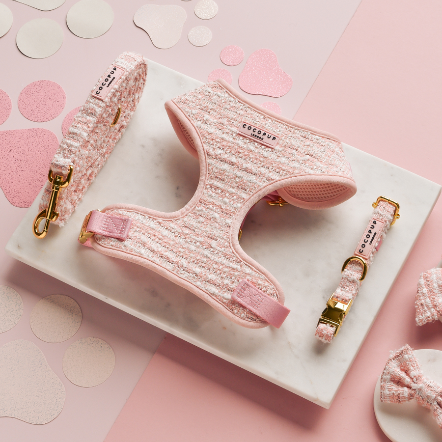Pink Textured Tweed Harness