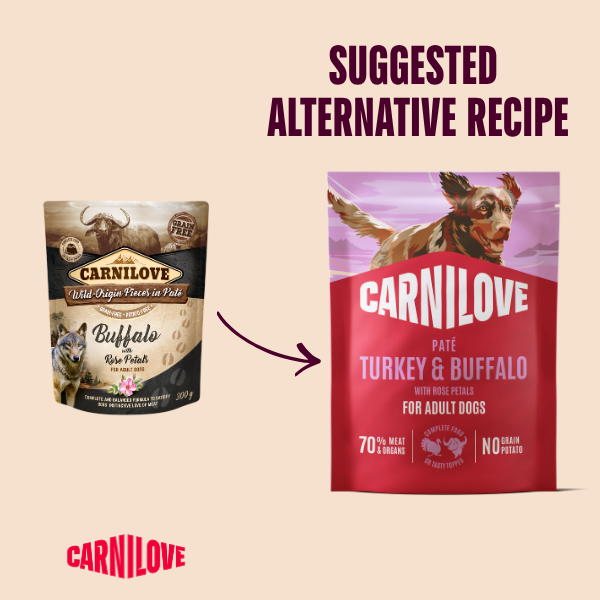 Turkey & Buffalo with Rose Petals Dog Food Pouch 300g