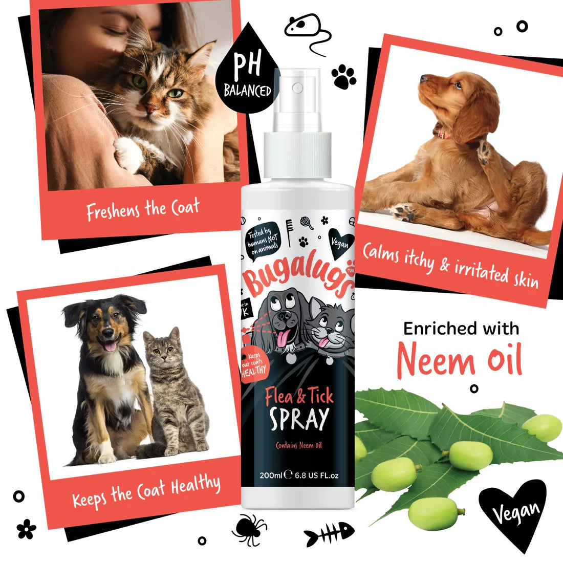 Flea & Tick Spray with Neem Oil for Dogs & Cats