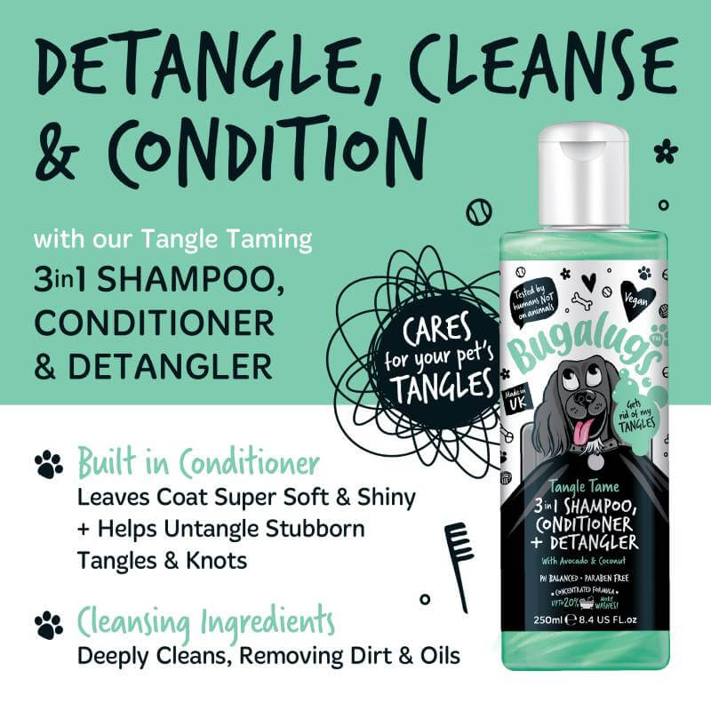 Bugalugs 3in1 Tangle Tame Shampoo, Conditioner & Detangler with Avocado & Coconut) 250ml