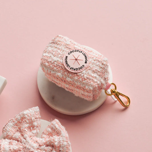 Pink Textured Tweed Poop Bag Holder