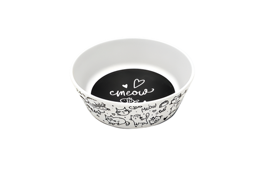 Tarhong Black & White Meow Small Bowl 1.5 cups