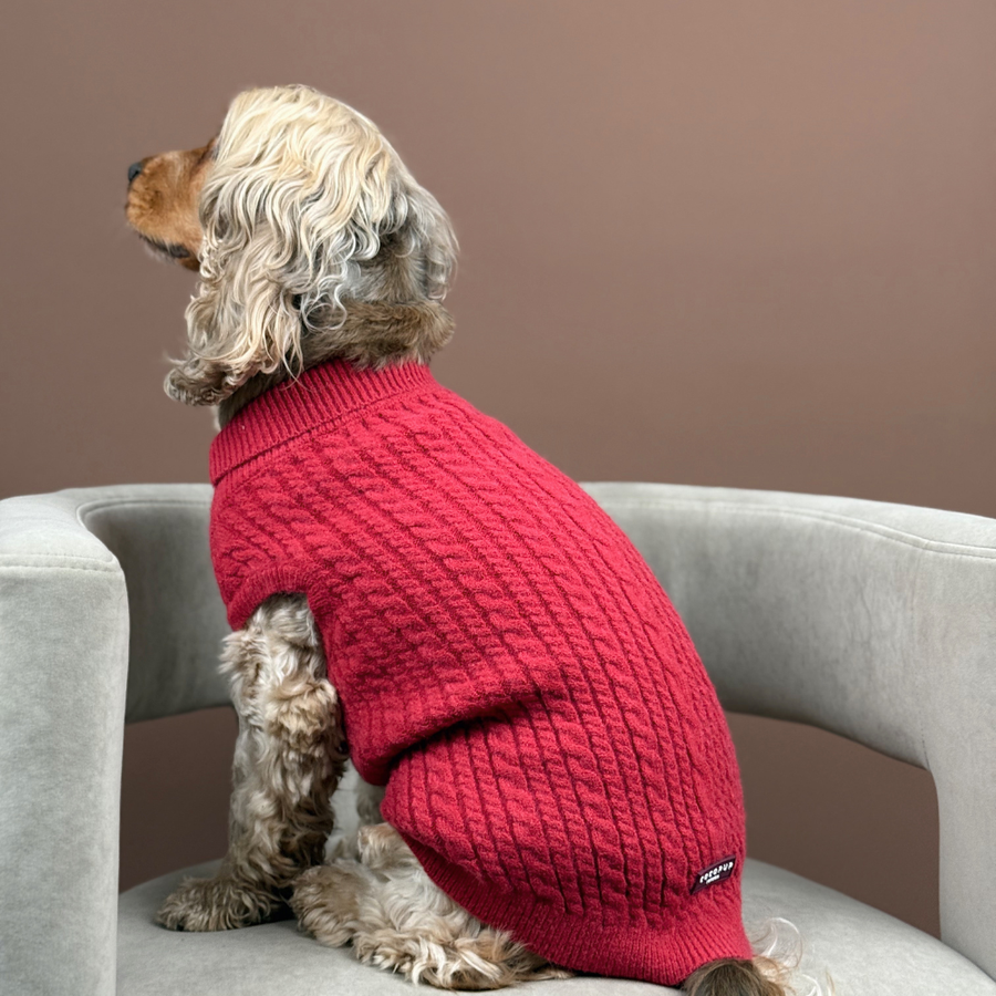 Cocopup Cable Knit Jumper Mulled Wine