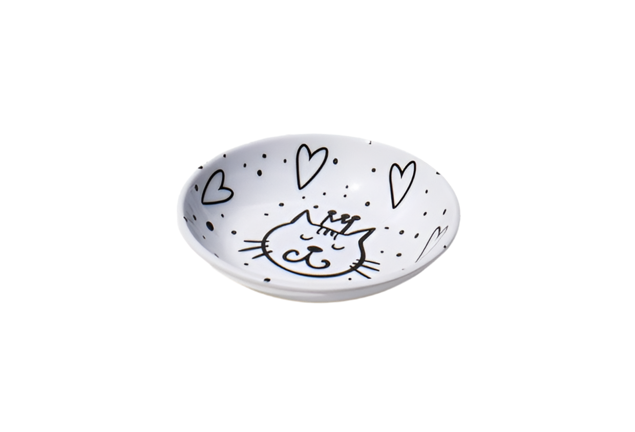 Tarhong Black and White Crown Pet Saucer 5.2"
