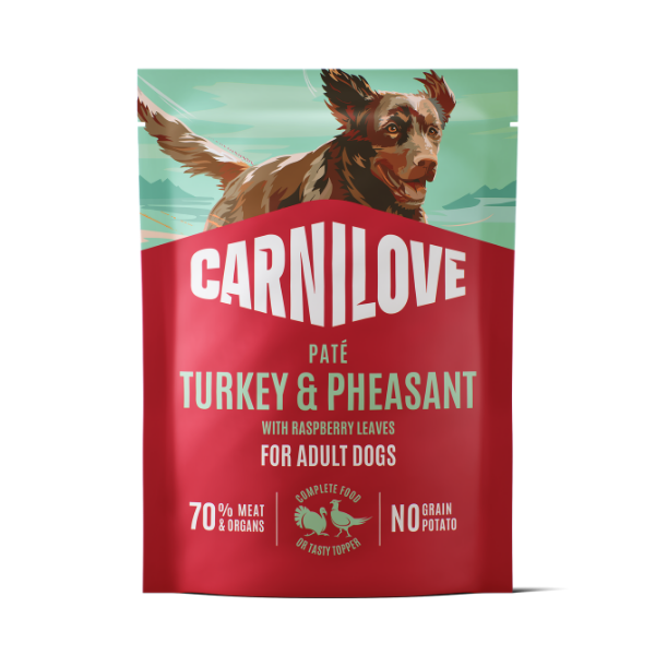 Turkey & Pheasant with Raspberry Leaves Paté Dog Food Pouch 300g