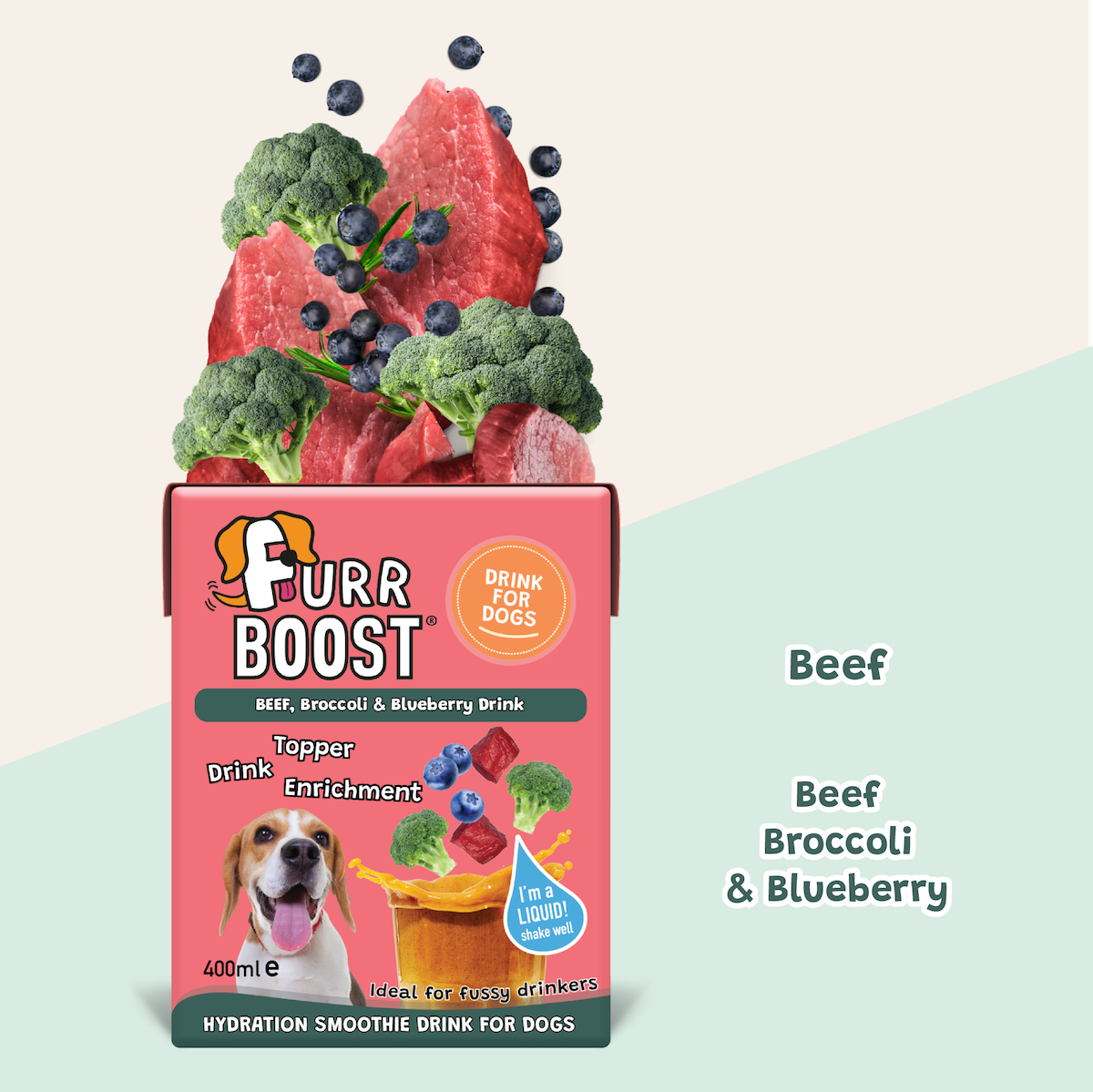 Beef Broccoli and Blueberry Dog Drink 400ml