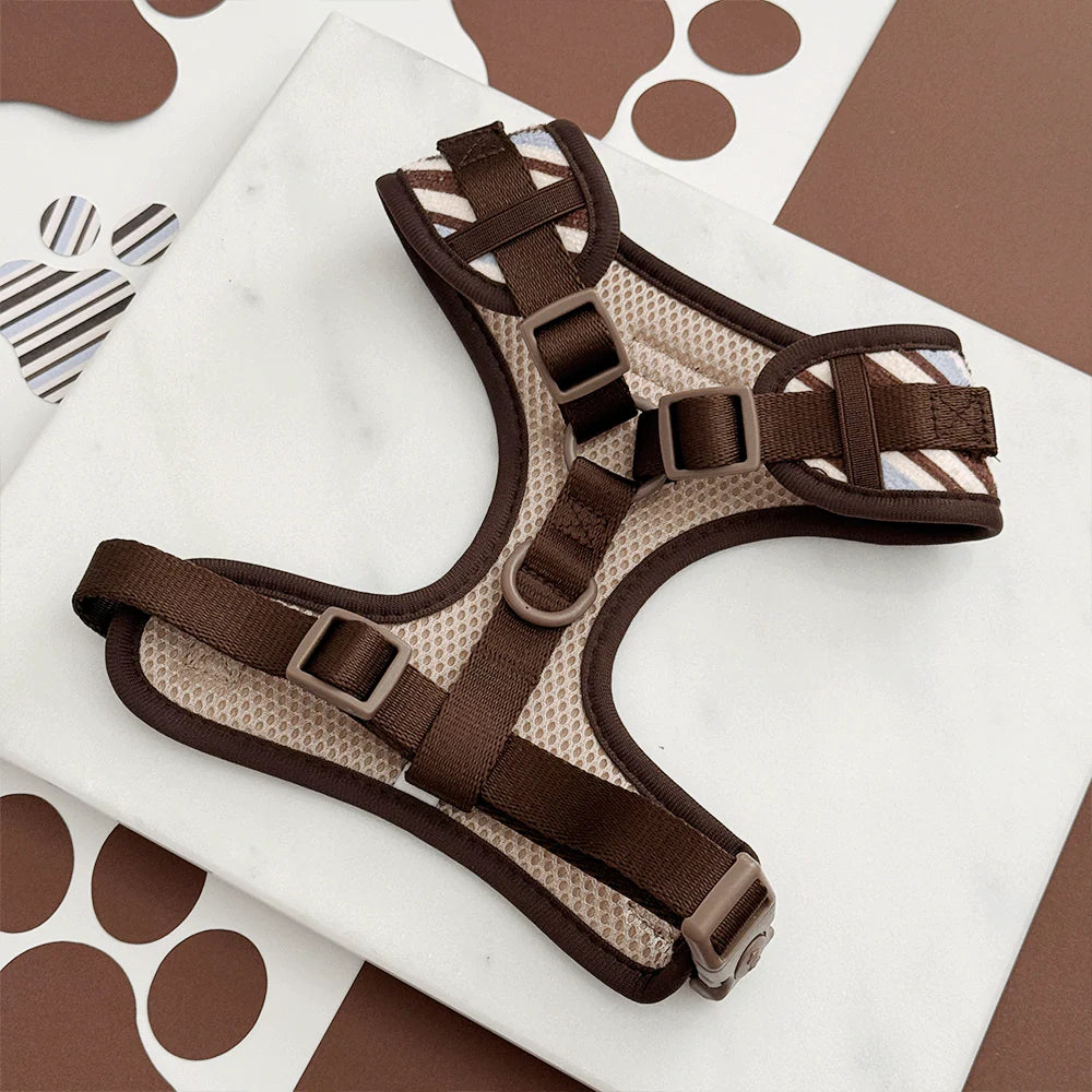 Brown & Blue Strips Adjustable Neck Harness
