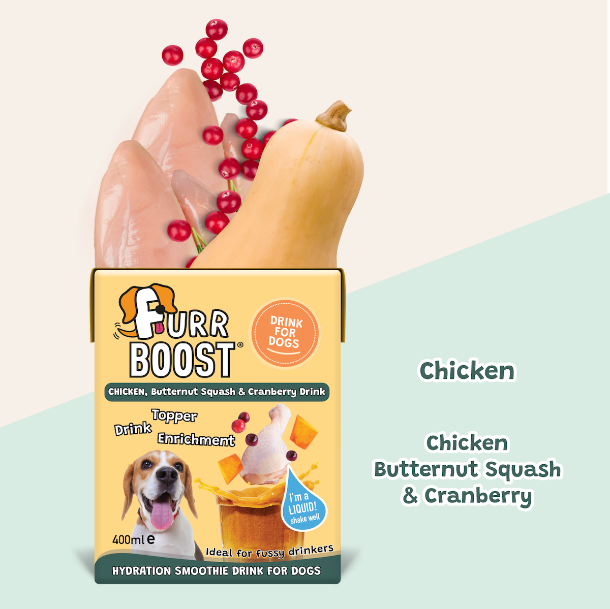 Chicken Butternut Squash and Cranberry Dog Drink 400ml