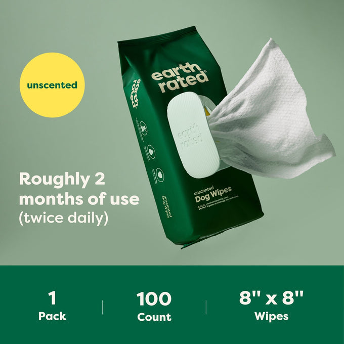 Earth Rated Pet Grooming Wipes 100pk Unscented