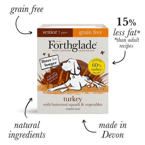 Forthglade Grain Free Turkey, Butternut Squash & Vegetables Complete Senior Wet Dog Food 395g