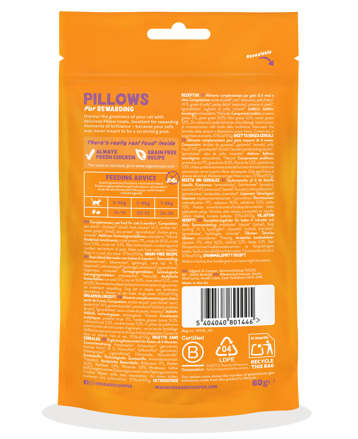 Edgard & Cooper Cat Pillows Chicken Flavour 60g