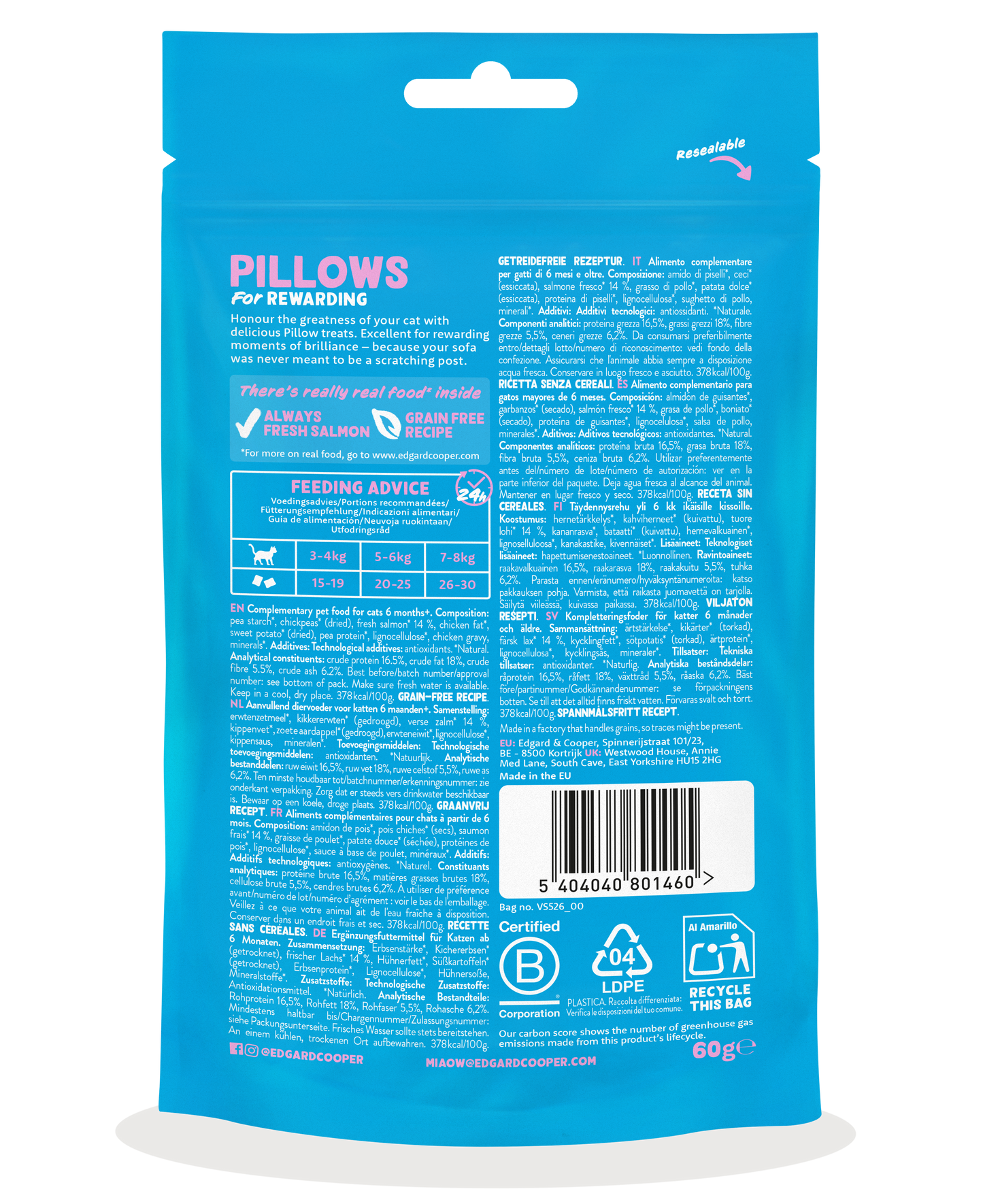 Edgard & Cooper Cat Pillows Salmon Flavour 60g
