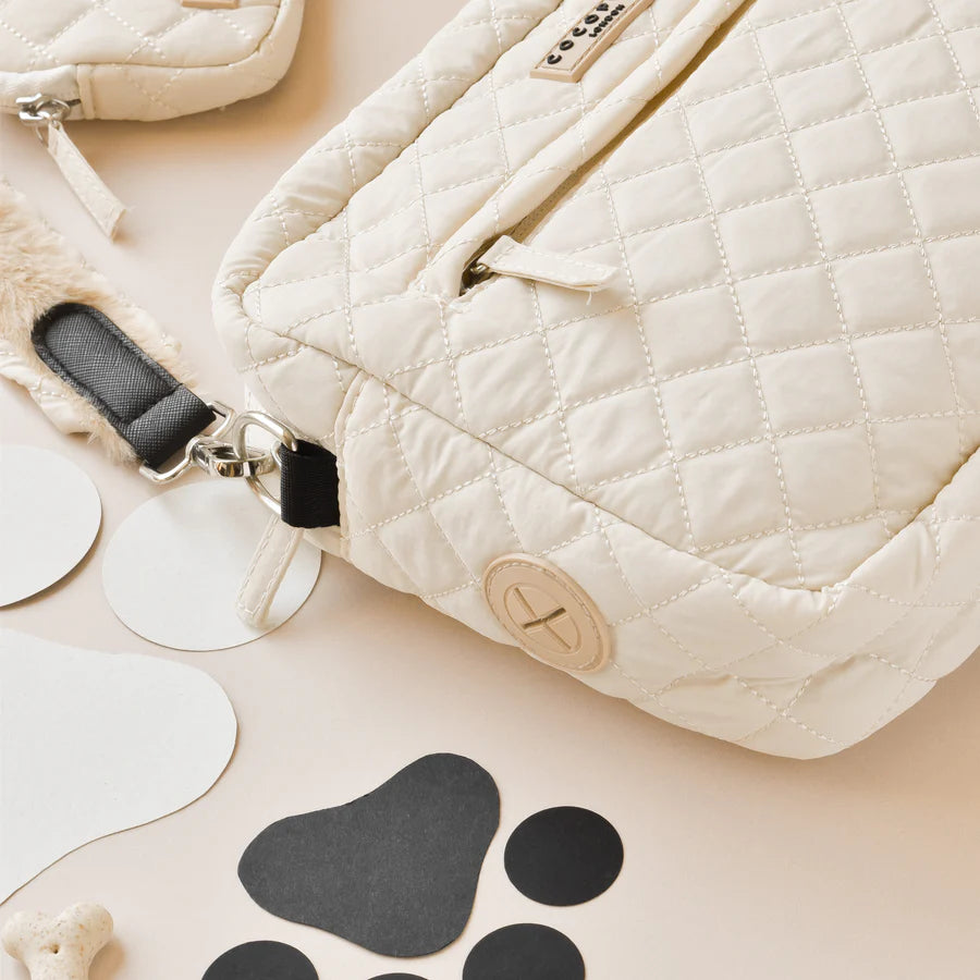 Large Dog Walking Bag - Cream Quilted