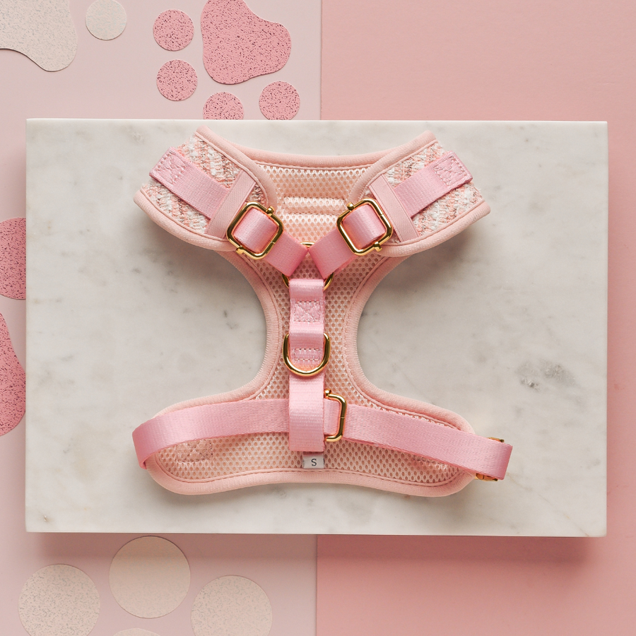 Pink Textured Tweed Harness