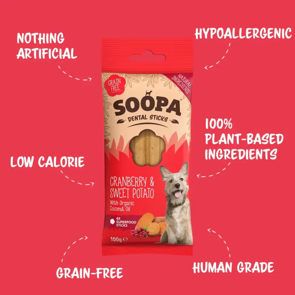 Soopa Cranberry and Sweet Potato Dental Sticks 100g