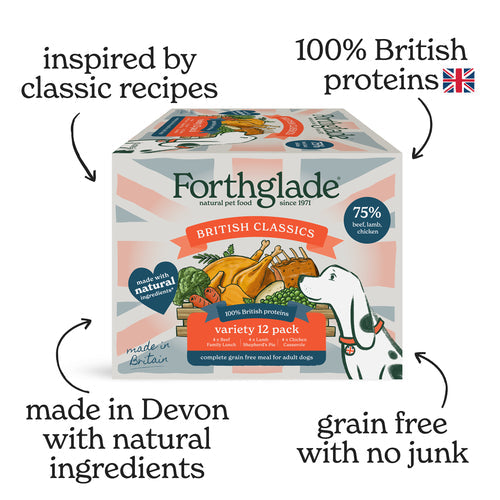 Forthglade Complete Adult GF Variety British Classics (Chick/Lamb/Beef) & Veg 12pk