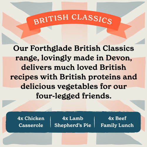 Forthglade Complete Adult GF Variety British Classics (Chick/Lamb/Beef) & Veg 12pk