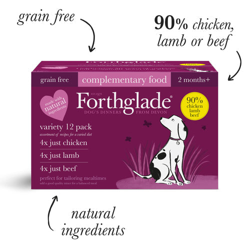 Forthglade Just Chicken, Lamb & Beef Wet Dog Food Variety 12pk