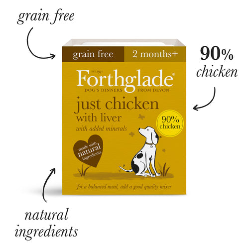 Forthglade Just Chicken, Liver & Turkey Wet Dog Food Variety 12pk