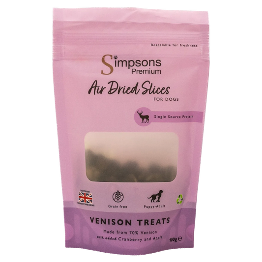 Air Dried Sliced Venison Dog Treats 100g