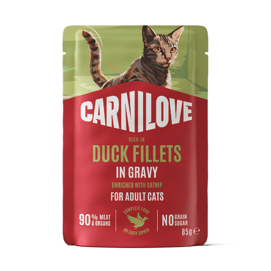 Duck Enriched with Catnip Cat Pouch in Gravy 85g