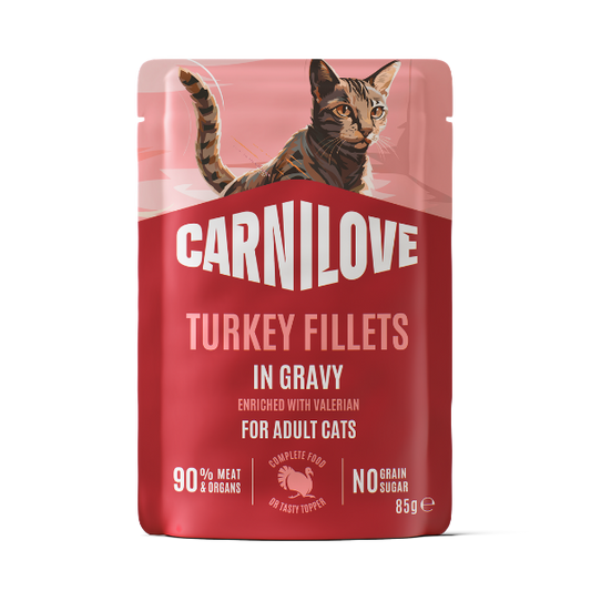 Turkey Enriched with Valerian Cat Pouch in Gravy 85g
