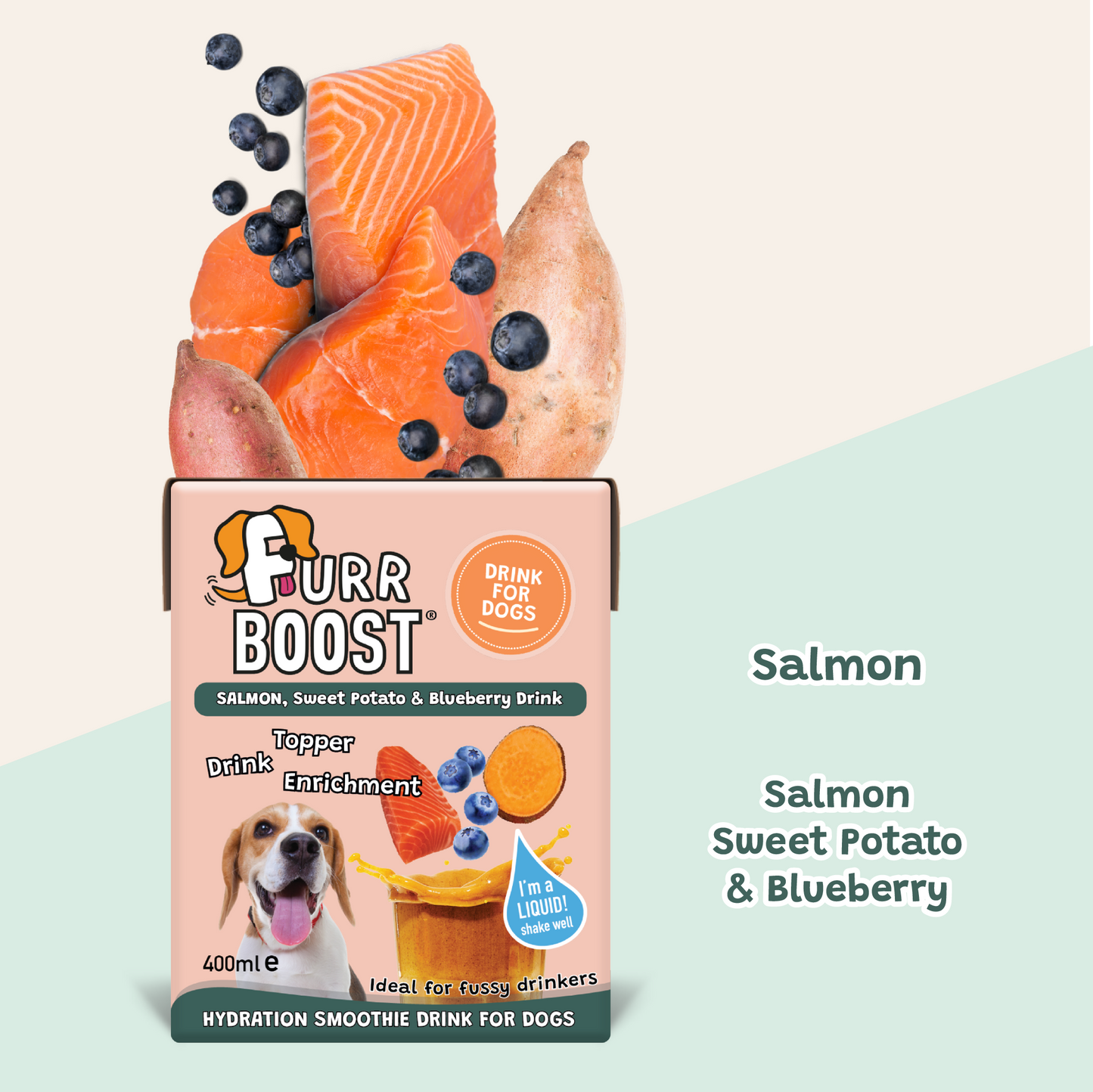 Salmon, Sweet Potato and Blueberry Dog Drink 400ml
