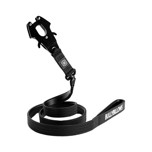 1.4m LIGHTER Swivel Combat Lead | Neoprene Lined, Secure Rated Clip with Soft Handle - Black x Black