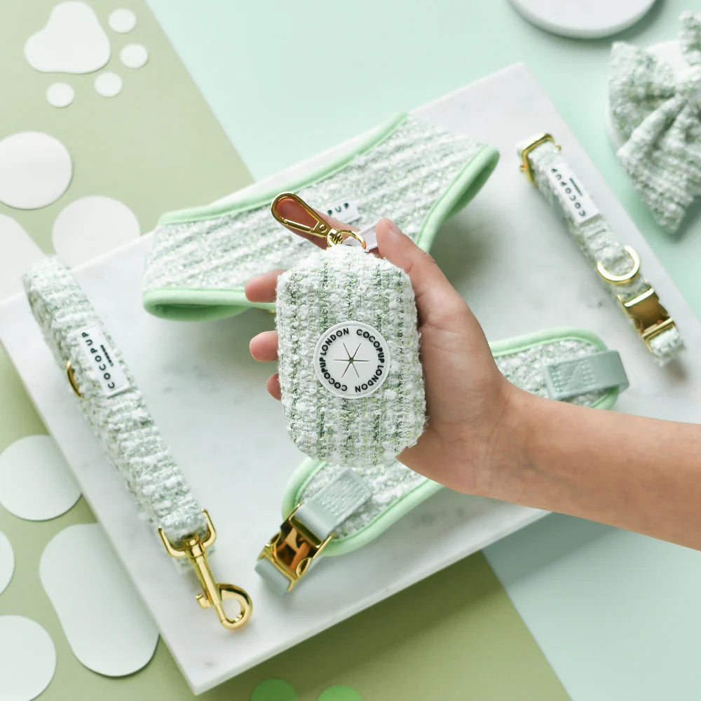 Matcha Textured Tweed Poop Bag Holder