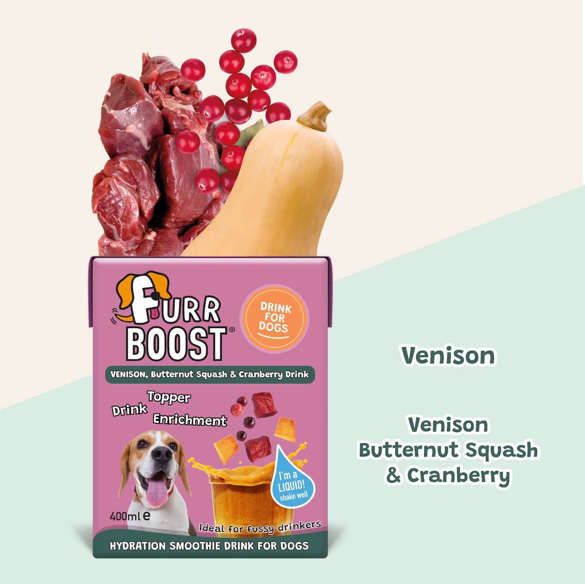 Venison, Butternut Squash and Cranberry Dog Drink 400ml