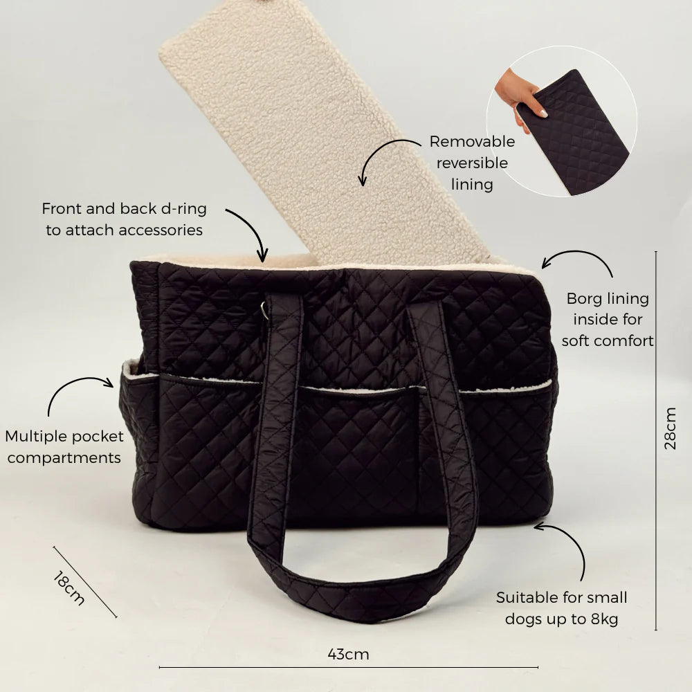 Quilted Black Dog Carrier